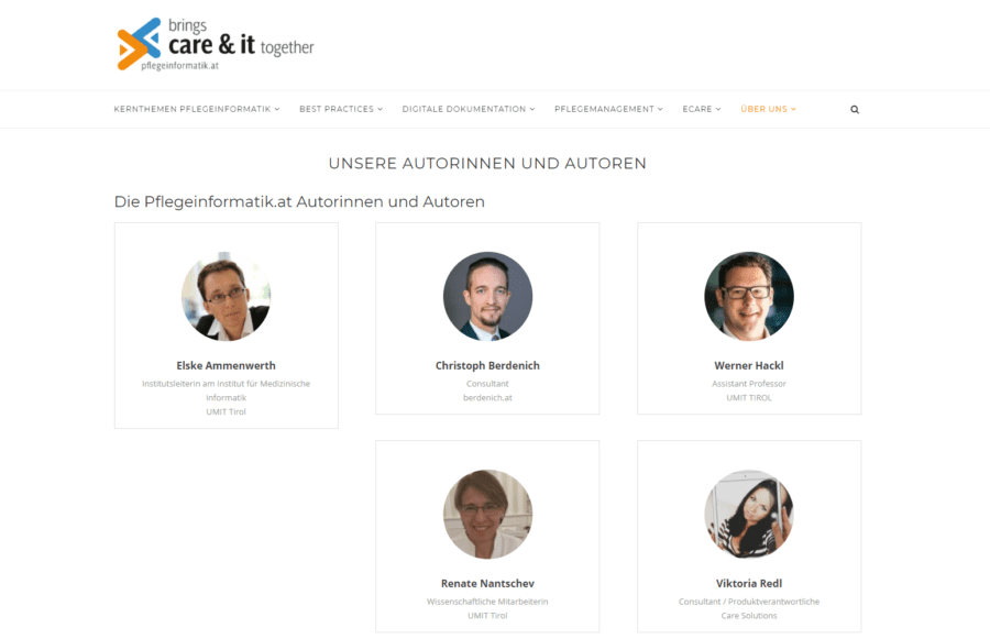 pflegeinformatik.at - Liste der Autorinnen und Autoren des Blogs